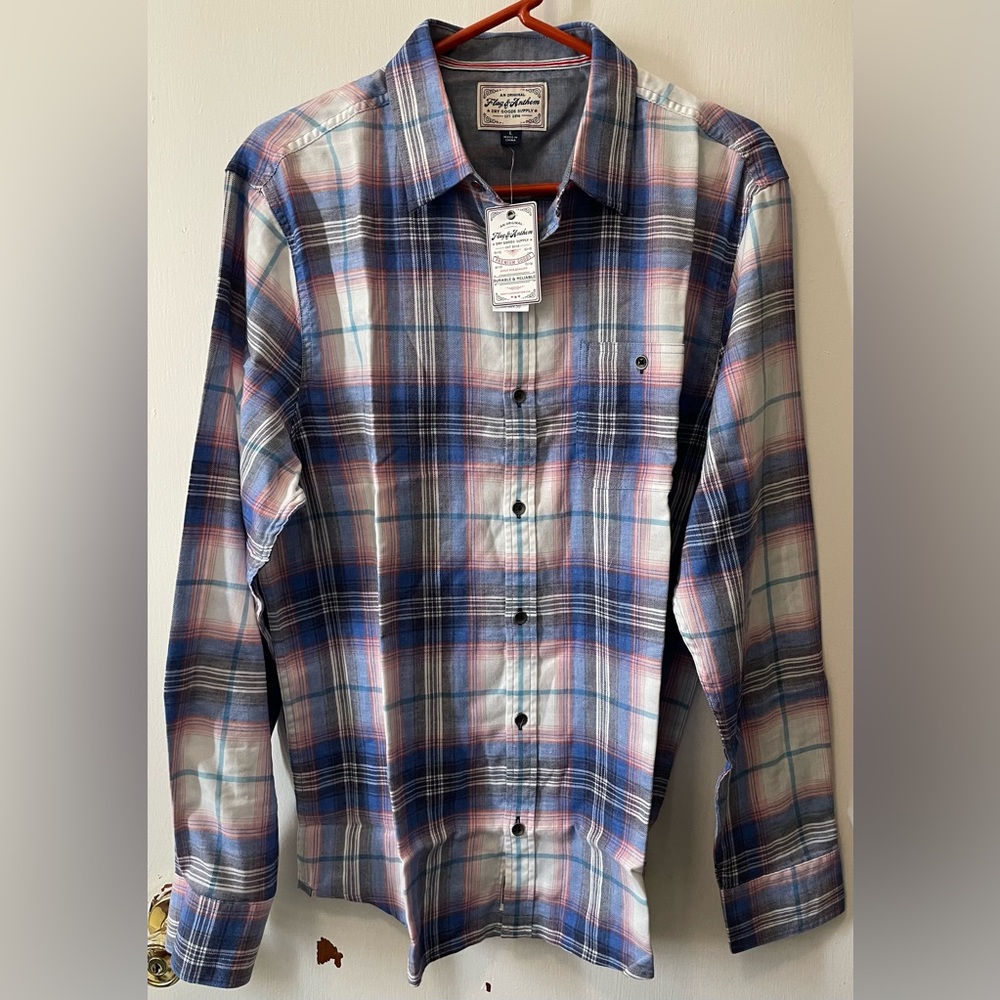 Flag & Anthem Men’s Plaid Button Up Long Sleeve Shirt Size Large Multicolor NWT